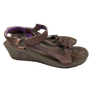 Teva Women's Cabrillo Brown Leather Strappy Wedge Sandals Size 9